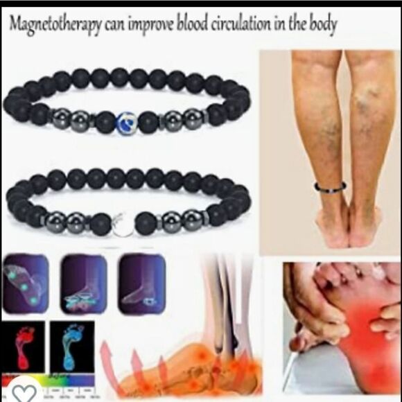 Anti swelling black obsidian stretch stone bracelet. - Picture 4 of 8